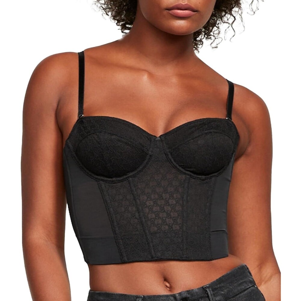 Victoria's Secret Black Very Sexy VS Archives Monogram Corset Bra Top Size 34C - Picture 11 of 13